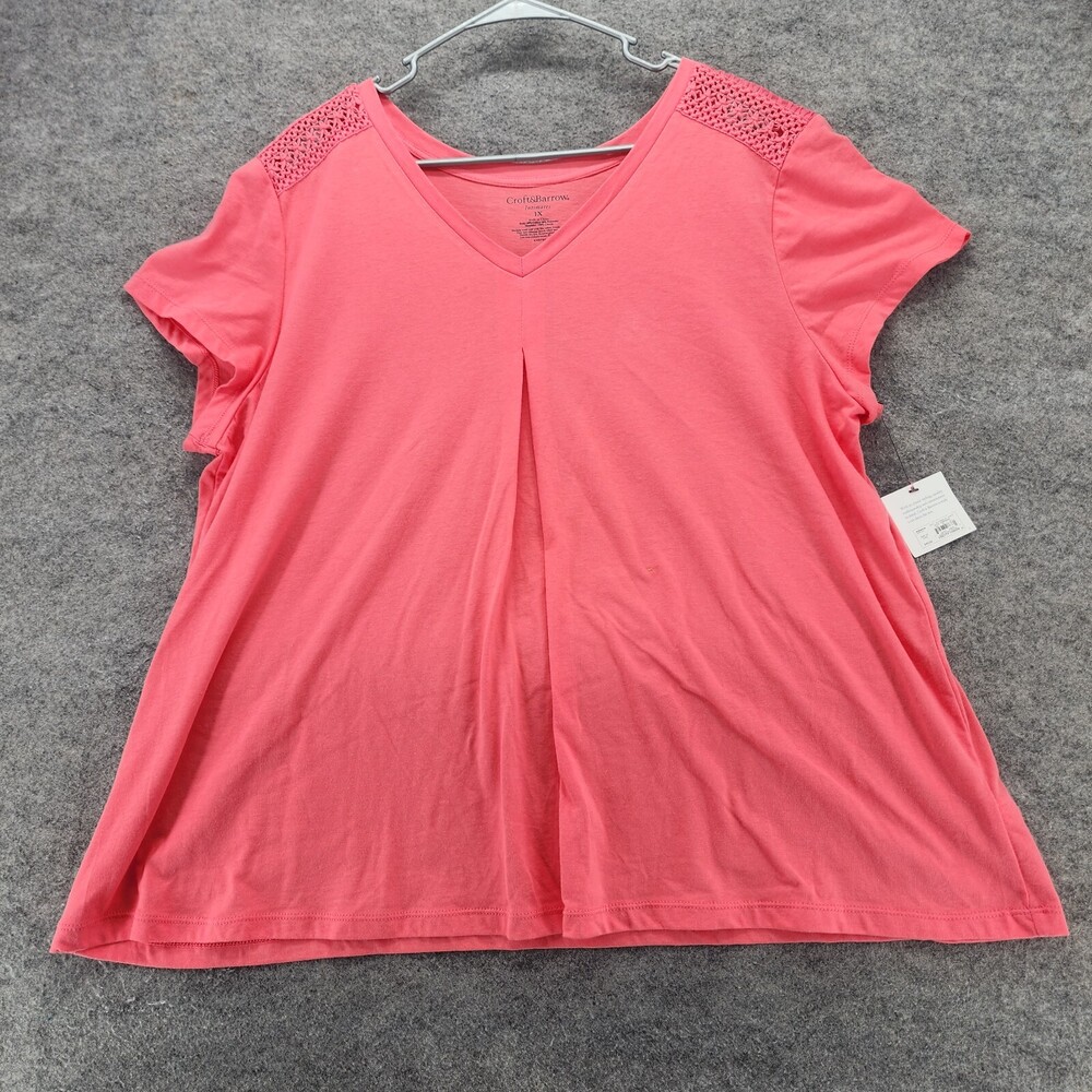 Croft Barrow Pajama Shirt 1X Short Sleeve Coral